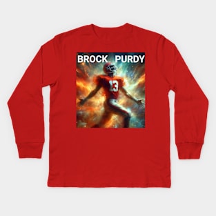 Brock Purdy oil paint American football Kids Long Sleeve T-Shirt